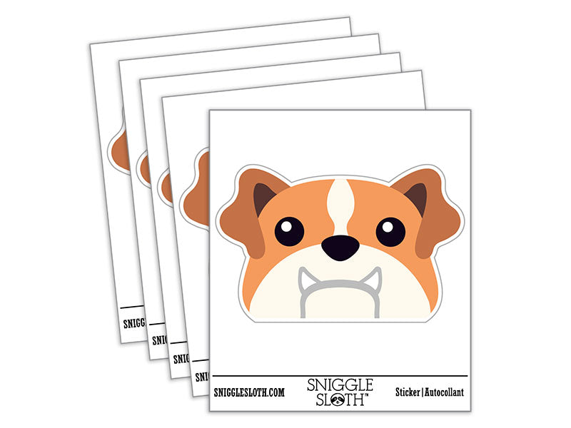 Peeking English Bulldog Dog Waterproof Vinyl Phone Tablet Laptop Water Bottle Car Window Bumper Decal Sticker Set - 5 Pack