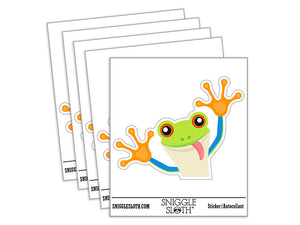 Peeking Friendly Tree Frog Waterproof Vinyl Phone Tablet Laptop Water Bottle Car Window Bumper Decal Sticker Set - 5 Pack