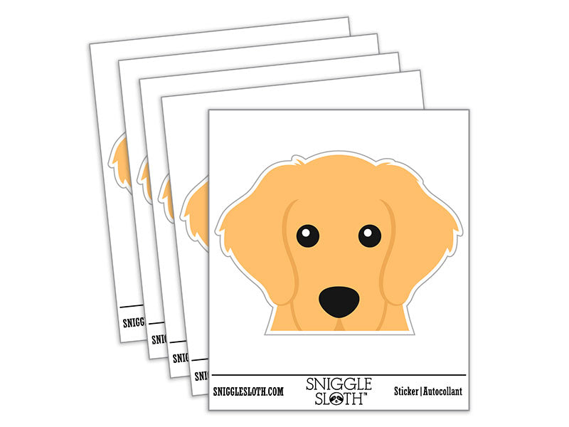 Peeking Golden Retriever Dog Waterproof Vinyl Phone Tablet Laptop Water Bottle Car Window Bumper Decal Sticker Set - 5 Pack