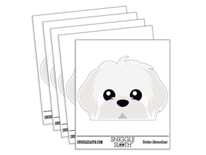 Peeking Maltese Dog Waterproof Vinyl Phone Tablet Laptop Water Bottle Car Window Bumper Decal Sticker Set - 5 Pack