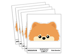 Peeking Pomeranian Dog Waterproof Vinyl Phone Tablet Laptop Water Bottle Car Window Bumper Decal Sticker Set - 5 Pack