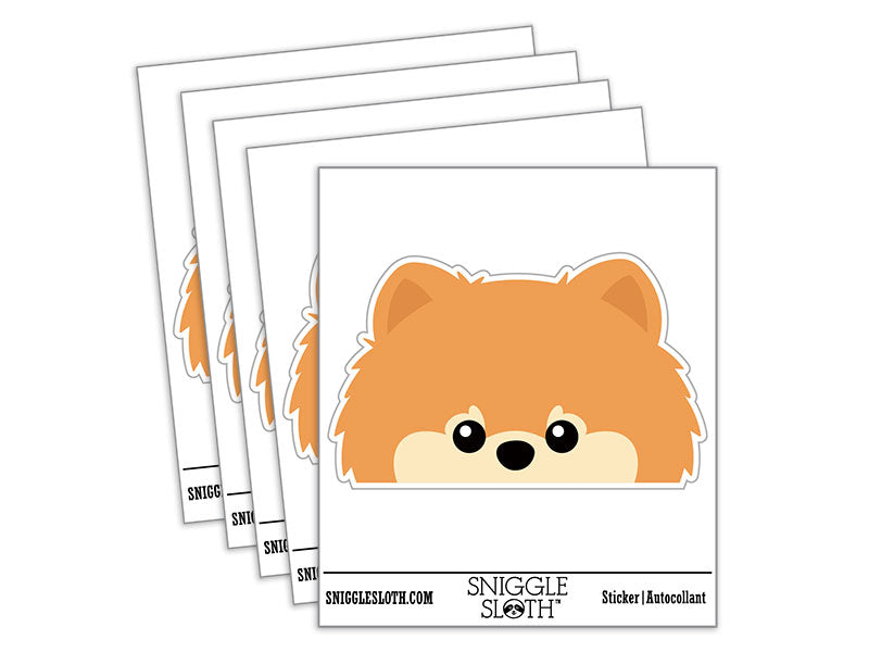 Peeking Pomeranian Dog Waterproof Vinyl Phone Tablet Laptop Water Bottle Car Window Bumper Decal Sticker Set - 5 Pack