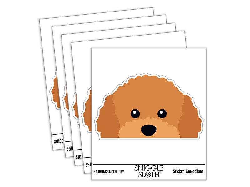 Peeking Red Toy Poodle Dog Waterproof Vinyl Phone Tablet Laptop Water Bottle Car Window Bumper Decal Sticker Set - 5 Pack