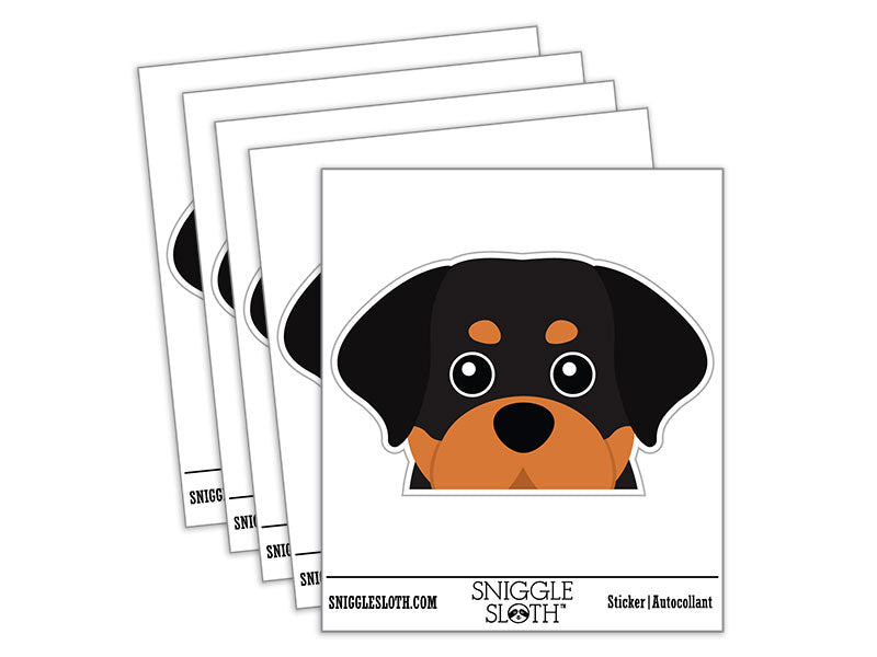 Peeking Rottweiler Dog Waterproof Vinyl Phone Tablet Laptop Water Bottle Car Window Bumper Decal Sticker Set - 5 Pack