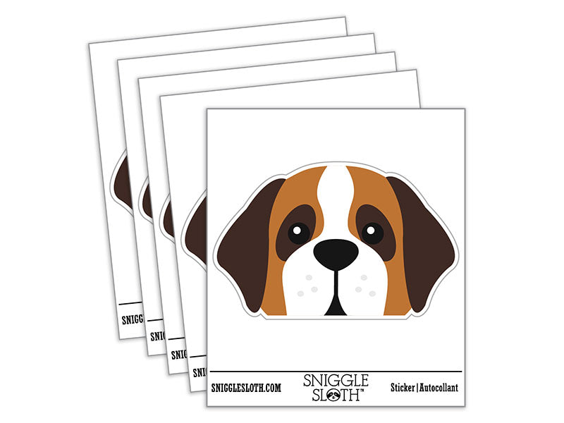 Peeking Saint Bernard Dog Waterproof Vinyl Phone Tablet Laptop Water Bottle Car Window Bumper Decal Sticker Set - 5 Pack