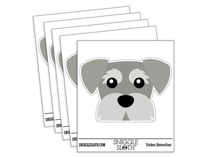 Peeking Schnauzer Dog Waterproof Vinyl Phone Tablet Laptop Water Bottle Car Window Bumper Decal Sticker Set - 5 Pack