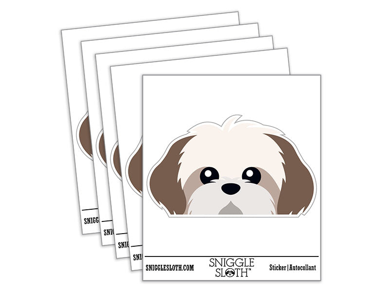 Peeking Shih Tzu Dog Waterproof Vinyl Phone Tablet Laptop Water Bottle Car Window Bumper Decal Sticker Set - 5 Pack