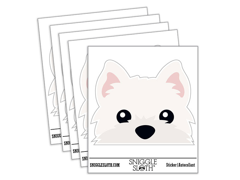 Peeking Westie West Highland Terrier Dog Waterproof Vinyl Phone Tablet Laptop Water Bottle Car Window Bumper Decal Sticker Set - 5 Pack