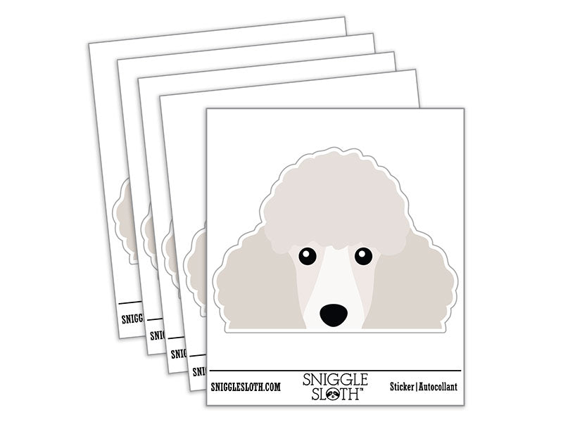 Peeking White Poodle Dog Waterproof Vinyl Phone Tablet Laptop Water Bottle Car Window Bumper Decal Sticker Set - 5 Pack