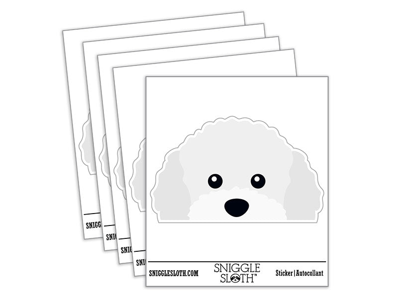 Peeking White Toy Poodle Dog Waterproof Vinyl Phone Tablet Laptop Water Bottle Car Window Bumper Decal Sticker Set - 5 Pack
