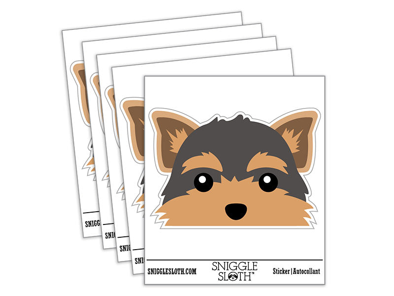 Peeking Yorkshire Terrier Yorkie Dog Waterproof Vinyl Phone Tablet Laptop Water Bottle Car Window Bumper Decal Sticker Set - 5 Pack
