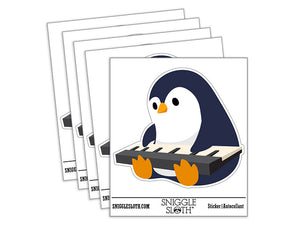 Penguin on Piano Keyboard Waterproof Vinyl Phone Tablet Laptop Water Bottle Car Window Bumper Decal Sticker Set - 5 Pack
