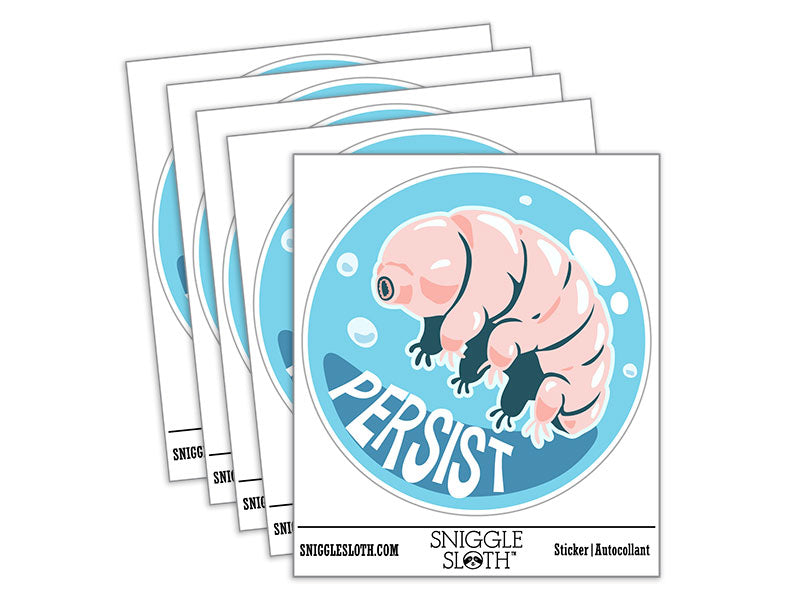 Persist Tardigrade Water Bear Bubble Inspirational Waterproof Vinyl Phone Tablet Laptop Water Bottle Car Window Bumper Decal Sticker Set - 5 Pack