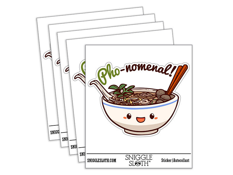 Phenomenal Bowl of Pho Vietnamese Noodles Waterproof Vinyl Phone Tablet Laptop Water Bottle Car Window Bumper Decal Sticker Set - 5 Pack