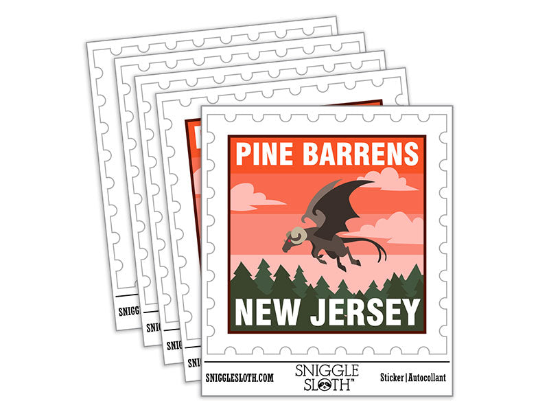Pine Barrens New Jersey Devil Cryptid Monster Destination Waterproof Vinyl Phone Tablet Laptop Water Bottle Car Window Bumper Decal Sticker Set - 5 Pack