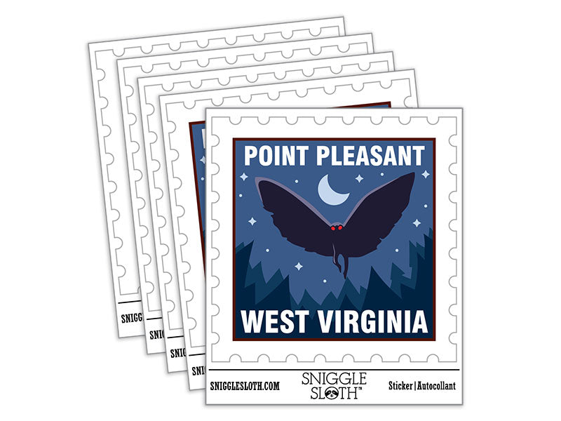 Point Pleasant West Virginia Mothman Cryptid Destination Waterproof Vinyl Phone Tablet Laptop Water Bottle Car Window Bumper Decal Sticker Set - 5 Pack