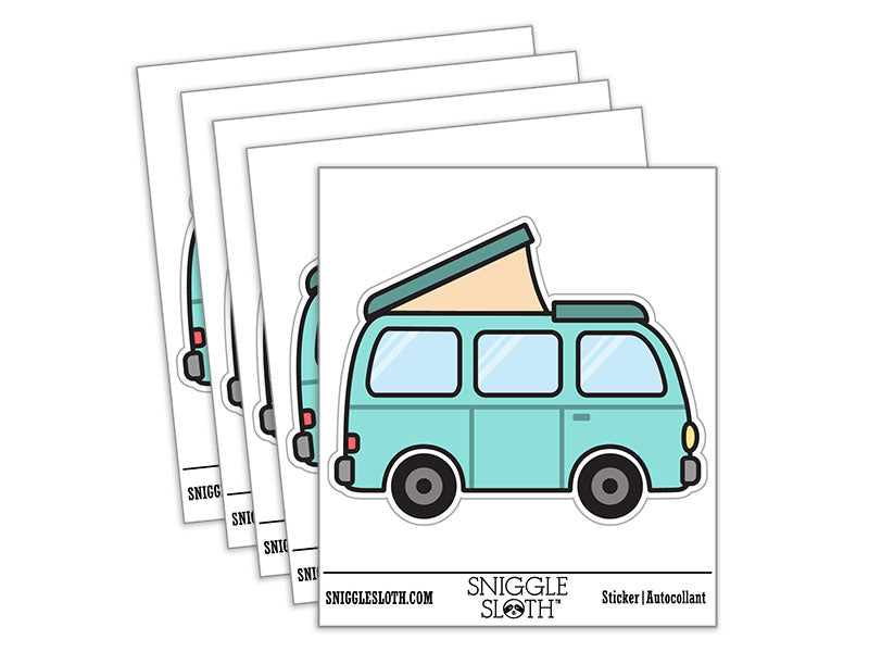 Pop Top Camper Van Waterproof Vinyl Phone Tablet Laptop Water Bottle Car Window Bumper Decal Sticker Set - 5 Pack