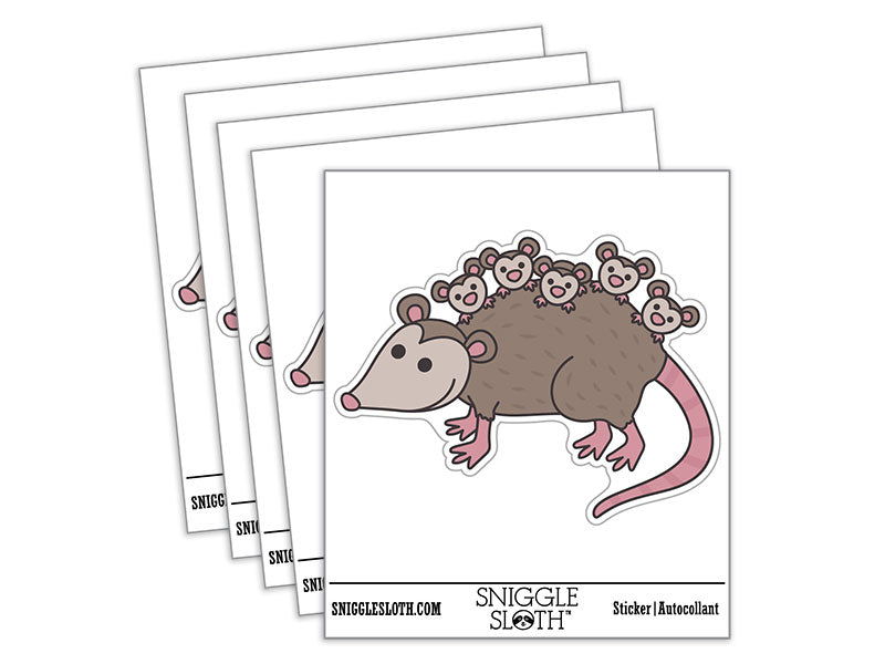 Possum Opossum Carrying Babies Waterproof Vinyl Phone Tablet Laptop Water Bottle Car Window Bumper Decal Sticker Set - 5 Pack
