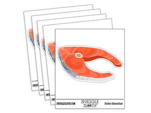 Raw Fish Salmon Steak Food Waterproof Vinyl Phone Tablet Laptop Water Bottle Car Window Bumper Decal Sticker Set - 5 Pack