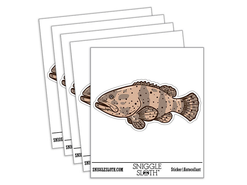 Realisitc Grouper Spotted Fish Waterproof Vinyl Phone Tablet Laptop Water Bottle Car Window Bumper Decal Sticker Set - 5 Pack