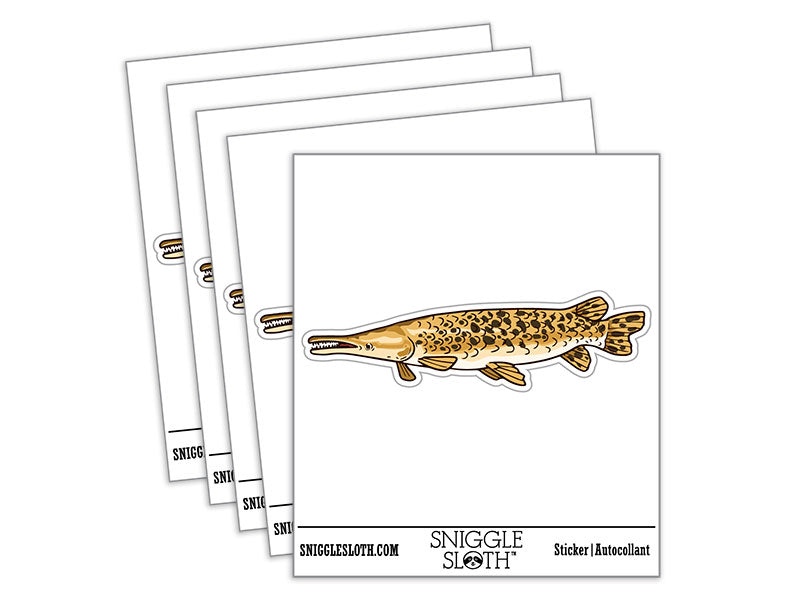Realistic Alligator Gar Toothy Fish Waterproof Vinyl Phone Tablet Laptop Water Bottle Car Window Bumper Decal Sticker Set - 5 Pack