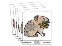 Realistic American Pika Gathering Flowers Waterproof Vinyl Phone Tablet Laptop Water Bottle Car Window Bumper Decal Sticker Set - 5 Pack