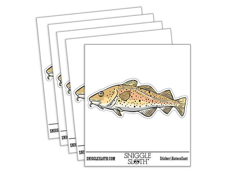 Realistic Atlantic Cod Spotted Fish Waterproof Vinyl Phone Tablet Laptop Water Bottle Car Window Bumper Decal Sticker Set - 5 Pack