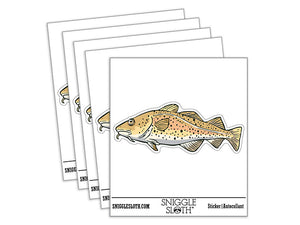 Realistic Atlantic Cod Spotted Fish Waterproof Vinyl Phone Tablet Laptop Water Bottle Car Window Bumper Decal Sticker Set - 5 Pack