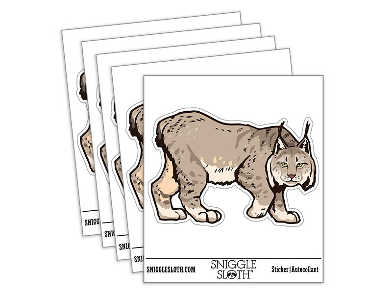 Realistic Canada Lynx Wild Cat Feline Waterproof Vinyl Phone Tablet Laptop Water Bottle Car Window Bumper Decal Sticker Set - 5 Pack