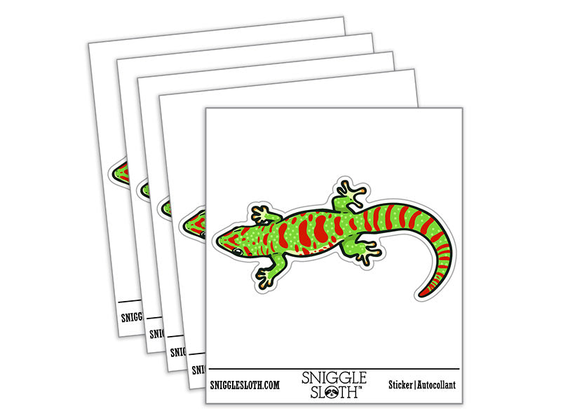 Realistic Giant Day Gecko Colorful Lizard Waterproof Vinyl Phone Tablet Laptop Water Bottle Car Window Bumper Decal Sticker Set - 5 Pack