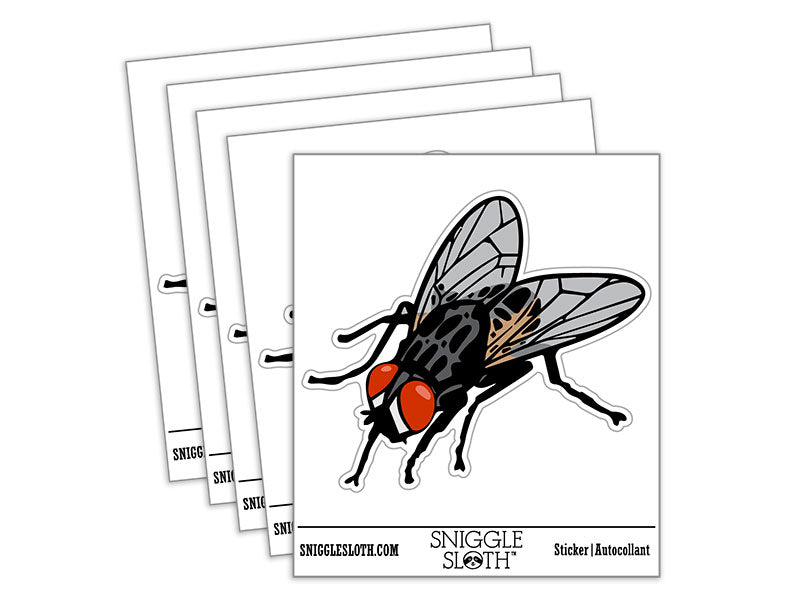 Realistic Housefly Fly Bug Insect Pest Waterproof Vinyl Phone Tablet Laptop Water Bottle Car Window Bumper Decal Sticker Set - 5 Pack