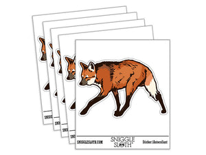Realistic Maned Wolf South American Wild Canine Waterproof Vinyl Phone Tablet Laptop Water Bottle Car Window Bumper Decal Sticker Set - 5 Pack