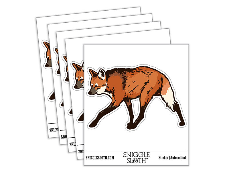 Realistic Maned Wolf South American Wild Canine Waterproof Vinyl Phone Tablet Laptop Water Bottle Car Window Bumper Decal Sticker Set - 5 Pack