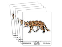 Realistic Ocelot Wild Cat Spots Waterproof Vinyl Phone Tablet Laptop Water Bottle Car Window Bumper Decal Sticker Set - 5 Pack