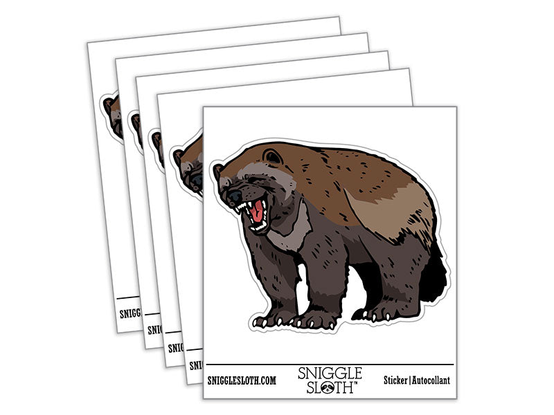 Realistic Snarling Wolverine Animal Waterproof Vinyl Phone Tablet Laptop Water Bottle Car Window Bumper Decal Sticker Set - 5 Pack