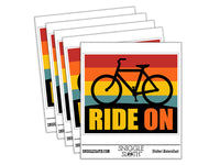 Ride on Bike Riding Cycle Waterproof Vinyl Phone Tablet Laptop Water Bottle Car Window Bumper Decal Sticker Set - 5 Pack