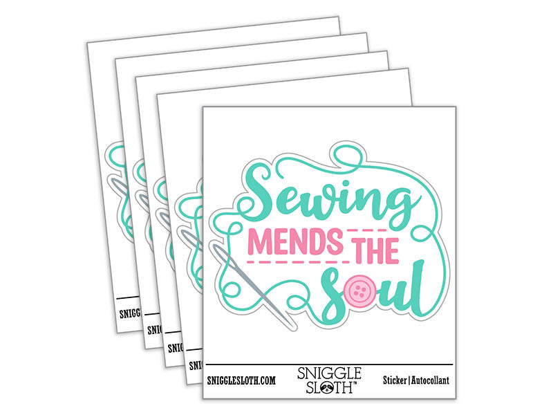 Sewing Mends the Soul Waterproof Vinyl Phone Tablet Laptop Water Bottle Car Window Bumper Decal Sticker Set - 5 Pack