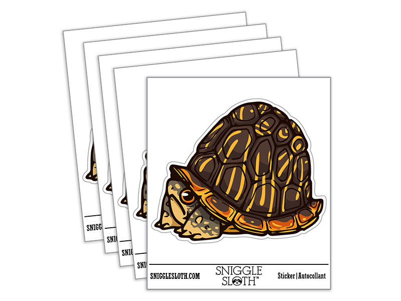 Shy Hiding Western Box Turtle Cartoon Waterproof Vinyl Phone Tablet Laptop Water Bottle Car Window Bumper Decal Sticker Set - 5 Pack