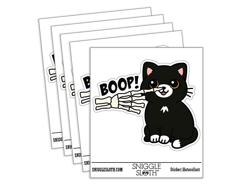 Skeleton Hand Boop Cat Nose Waterproof Vinyl Phone Tablet Laptop Water Bottle Car Window Bumper Decal Sticker Set - 5 Pack