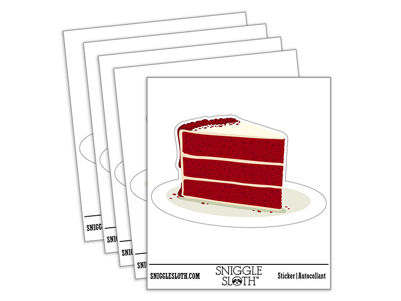 Slice of Decadant Red Velvet Cake Waterproof Vinyl Phone Tablet Laptop Water Bottle Car Window Bumper Decal Sticker Set - 5 Pack