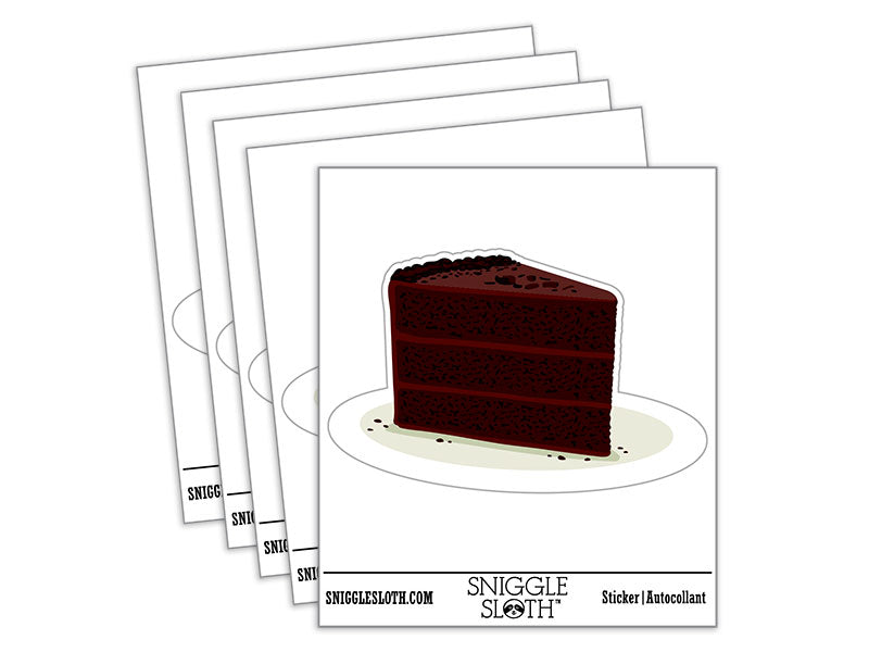 Slice of Decadent Chocolate Devil's Food Cake Waterproof Vinyl Phone Tablet Laptop Water Bottle Car Window Bumper Decal Sticker Set - 5 Pack