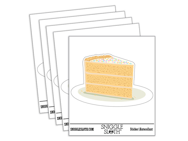 Slice of Yellow Birthday Cake Waterproof Vinyl Phone Tablet Laptop Water Bottle Car Window Bumper Decal Sticker Set - 5 Pack