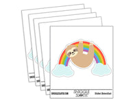 Sloth Hanging From Rainbow Waterproof Vinyl Phone Tablet Laptop Water Bottle Car Window Bumper Decal Sticker Set - 5 Pack