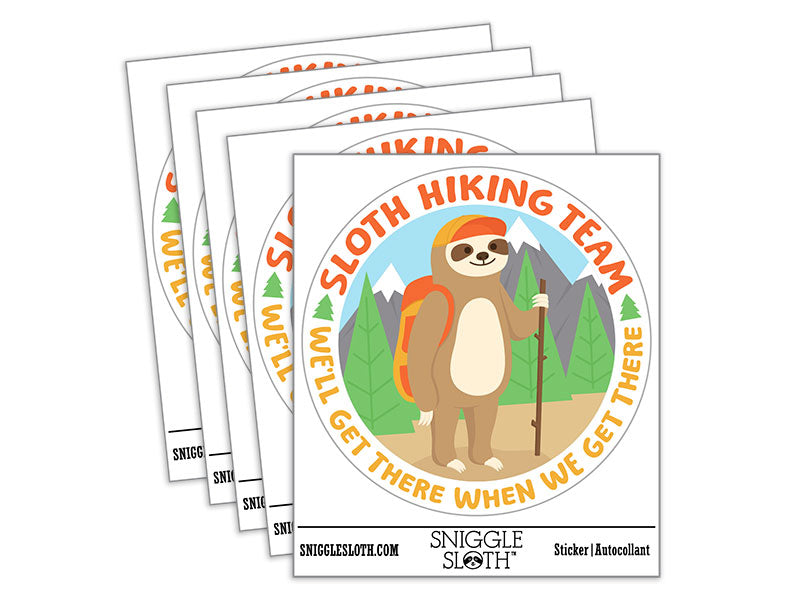 Sloth Hiking Team Waterproof Vinyl Phone Tablet Laptop Water Bottle Car Window Bumper Decal Sticker Set - 5 Pack