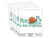 Small Progress is Still Progress Motivational Snail Waterproof Vinyl Phone Tablet Laptop Water Bottle Car Window Bumper Decal Sticker Set - 5 Pack