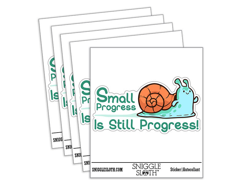 Small Progress is Still Progress Motivational Snail Waterproof Vinyl Phone Tablet Laptop Water Bottle Car Window Bumper Decal Sticker Set - 5 Pack