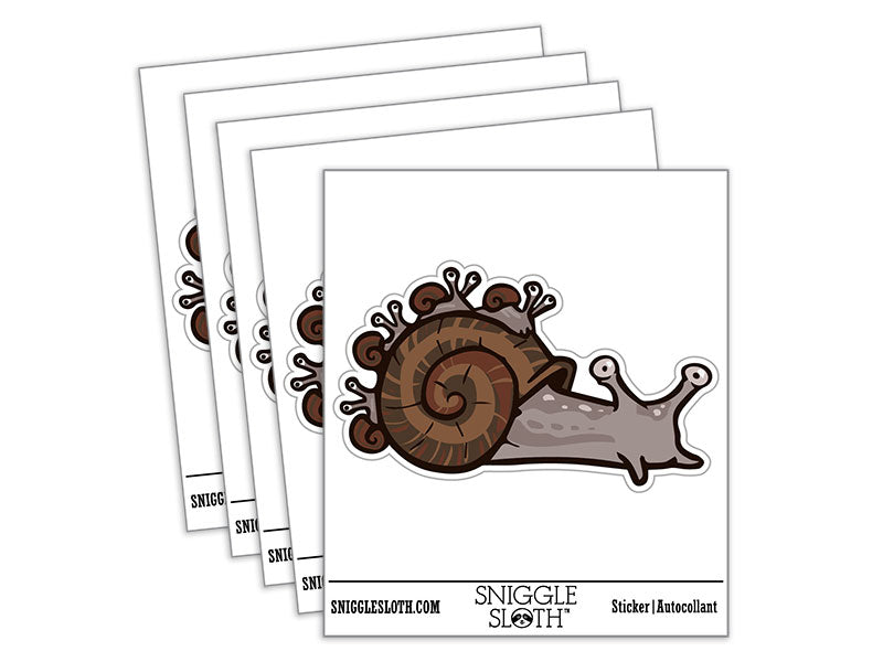 Snail with Babies on Shell Mother Father Parenthood Waterproof Vinyl Phone Tablet Laptop Water Bottle Car Window Bumper Decal Sticker Set - 5 Pack