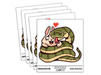 Snake Hugging Bunny Rabbit Love Heart Waterproof Vinyl Phone Tablet Laptop Water Bottle Car Window Bumper Decal Sticker Set - 5 Pack