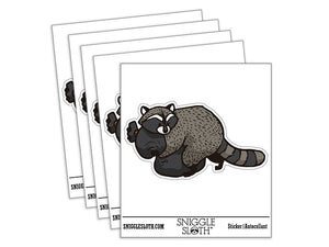 Sneaky Raccoon Hugging Bag of Trash Waterproof Vinyl Phone Tablet Laptop Water Bottle Car Window Bumper Decal Sticker Set - 5 Pack