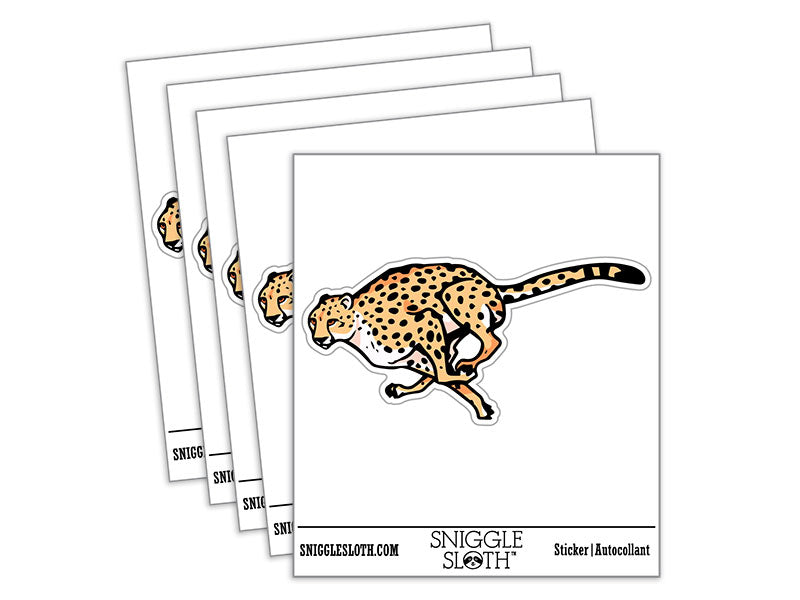 Speedy Cheetah Running Fast Cat Waterproof Vinyl Phone Tablet Laptop Water Bottle Car Window Bumper Decal Sticker Set - 5 Pack